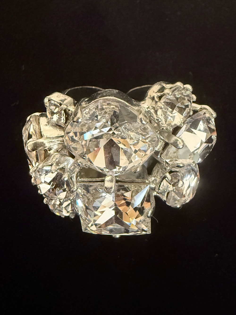 Swarovski Crystal Cluster Statement Ring - Silver Clear